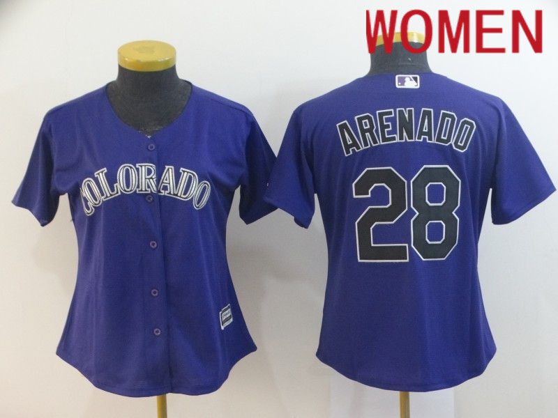 Women Colorado Rockies 28 Arenado Purple Game Nike 2024 MLB Jersey style 1